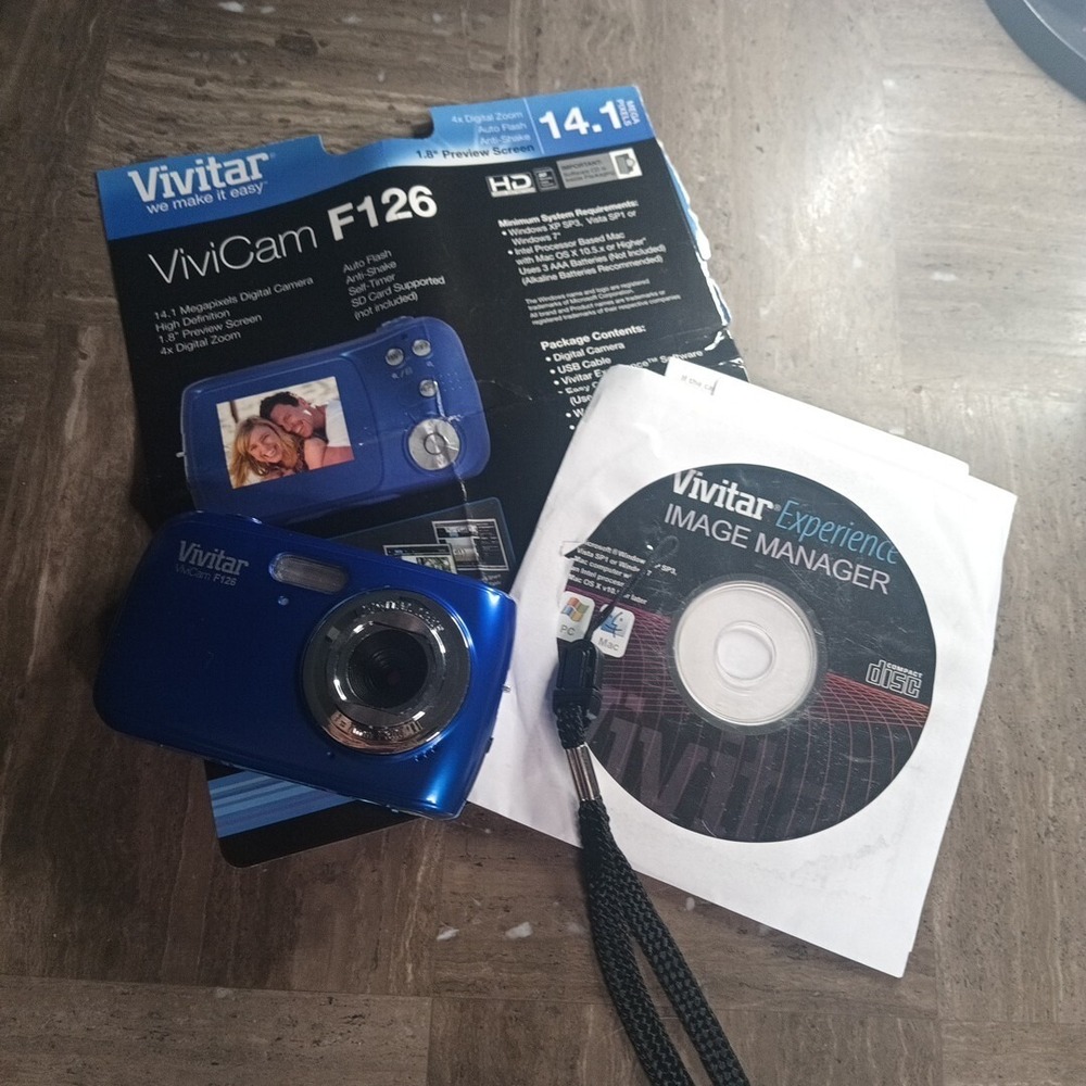Vivitar Vivicam F126 14.1MP Compact Digital Camera Blue Parts Only Not Working